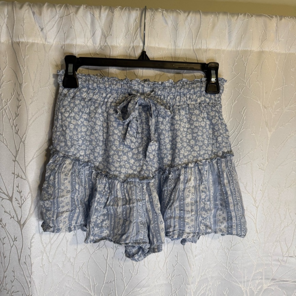 Blue Floral Women's Flowy Shorts